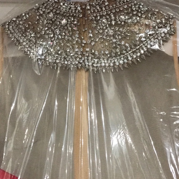 Jovani red embellished high neck formal-SOLD - Picture 3 of 7